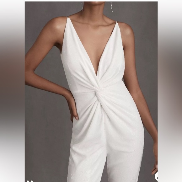 Halston silk blend sequin jumpsuit - Picture 3 of 12